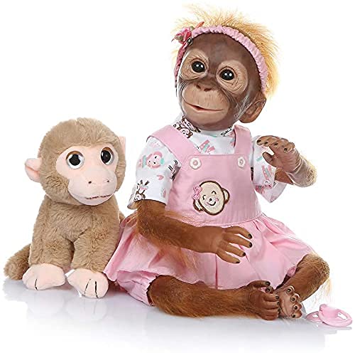 ZIYIUI 22 Zoll 55cm Reborn Babypuppe Monkey Weiches Silikon Lebensechtes Weiches Vinyl Baby Nettes Neugeborenes Puppen Mädchen von ZIYIUI