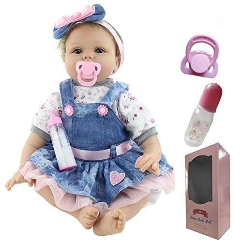 ZIYIUI 22 Zoll 55cm Reborn Babypuppen Mädchen Weiches Silikon Vinyl Handgemacht Wahres Leben Realistisch Magnetisch Mund Reborn Mädchen Reborn Doll von ZIYIUI