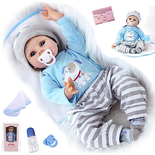 ZIYIUI Reborn Baby 22 Zoll 55cm Reborn Puppe Realistisch Weiches Silikon Vinyl Handgemachte Reborn Baby Junge Sieht aus wie EIN echtes Baby von ZIYIUI