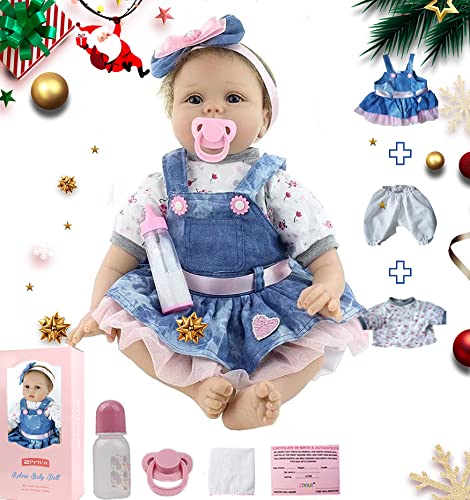 ZIYIUI 55,9 cm Reborn Mädchen Babypuppen Realistische Weiche Silikon Neugeborene Puppe Realistische Handgemachte Puppe Kinder Babys Kinder Spielzeug von ZIYIUI