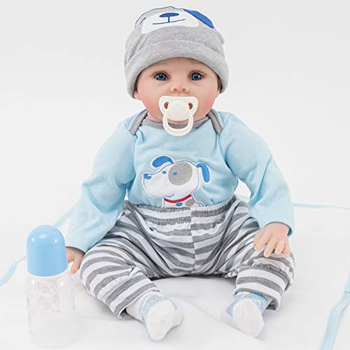 ZIYIUI 55 cm 22 Zoll Reborn Babypuppe Junge Realistisch Neugeborenes Baby Puppe Handgemacht Weiches Silikon-Vinyl Simulation Reborn Doll Kind Junge Spielzeug von ZIYIUI