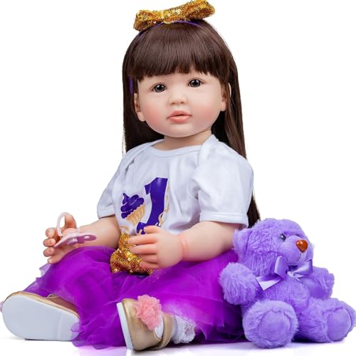 ZIYIUI 60cm 24Zoll Reborn Baby Mädchen Silikon Vinyl Reborn Puppe Lebensechte Babypuppen Neugeborenen Junge öffnen Augen Reborn Puppen Geschenke Geburtstag von ZIYIUI