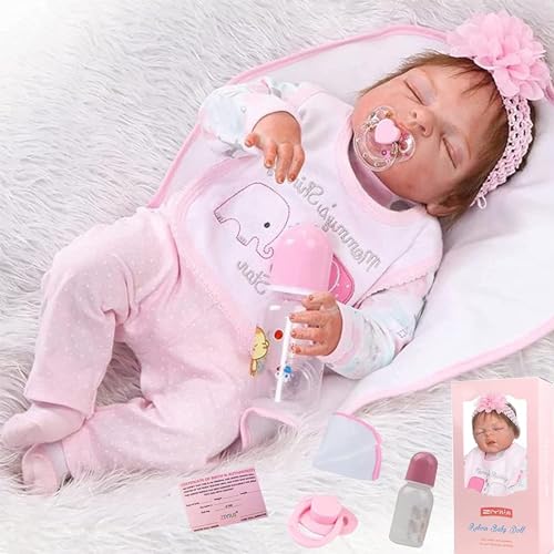 ZIYIUI Reborn Puppen Babypuppen 23 Zoll 57 cm Lebensechte Reborn Babypuppe Weiche Vinyl Silikon Reborn Babys Mädchen Simulation Schlafendes Baby Mädchen Junge Spielzeug Geschenk 3+ von ZIYIUI