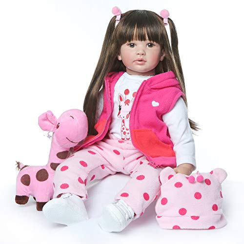 ZIYIUI Lebensecht 24 Zoll 60cm Reborn Babypuppe Mädchen weiches Silikon Vinyl Qualität Realistisch Handgemacht Reborn Toddler Dolls von ZIYIUI