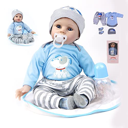 ZIYIUI 22 Zoll 55cm Reborn Baby Weiches Silikon Vinyl Reborn Puppe Lebensecht Handgemachte Junge Mädchen Spielzeug Weihnachts Geschenk Reborn Baby Junge von ZIYIUI