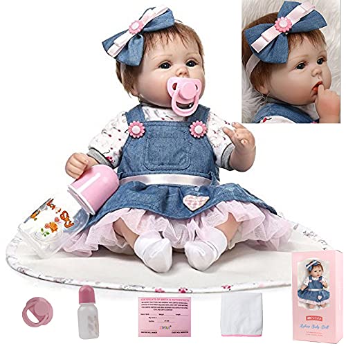 ZIYIUI Lebensechte Reborn Baby Puppen Mädchen 17 Zoll 45 cm Weiches Silikon Vinyl Echtes Spielzeug Mund Reborn Babys von ZIYIUI