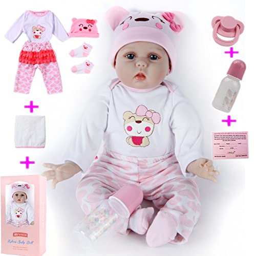 ZIYIUI 55cm 22Zoll Realistische Reborn Puppe wie echte Babys Weiche Silikon Vinyl Simulation Reborn Baby Mädchen Spielzeug Geburtstagsgeschenk von ZIYIUI