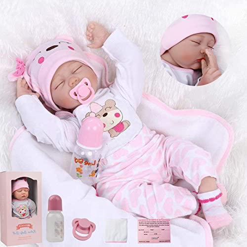 ZIYIUI Reborn Baby 22Zoll Babys Puppe Lebensecht Mädchen 55cm Realistisch Weiches Vinylsilikon Reborn Puppen Neugeborene Echte Babypuppe Spielzeuggeschenk Reborn Baby Vollsilikon Lebensecht 3+ von ZIYIUI