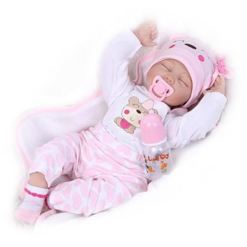 ZIYIUI Reborn Baby 22 Inch 55 cm Lifelike Reborn Baby Dolls Handmade Soft Silicone Vinyl Reborn Puppen Lebensecht Closed Eyes Babypuppen wie echt von ZIYIUI