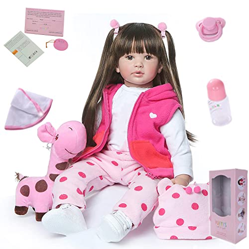 ZIYIUI 60cm Rebornpuppen Weiches Vinyl Silikon Leben Wie Reborn Baby Puppe Langes Haar Neugeborenen Puppen Mädchen Doll Wirklichkeit Kind Spielzeug von ZIYIUI