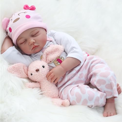 ZIYIUI Reborn Baby-Puppe 22Zoll 55cm Weiches Vinylsilikon Realistisch Baby Puppe Lebensecht Reborn Baby Mädchen Handgemacht Neugeborene Wie echtes Babypuppe von ZIYIUI