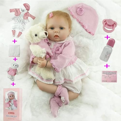 ZIYIUI Reborn Babys Mädchen 22 Zoll 55cm Weich Vinyl Silikon Reborn Baby Puppe Lebensecht babypuppen wie echt mädchen Neugeboren Baby Puppe Kinderspielzeug von ZIYIUI