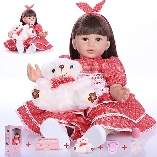 ZIYIUI Reborn Puppen Mädchen 24 Zoll 60cm Lebensechte Silikon Reborn Babypuppen Mädchen Langes Haar Reborn Doll Spielzeug Für Kinder von ZIYIUI