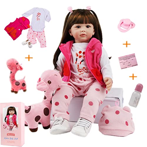 ZIYIUI Simulation Reborn Baby-Puppe 24 Zoll 60 cm Reborn Babys Mädchen Weiche Vinyl Silikon Lebensechte Babypuppen Reborn Toddler Spielzeug Geschenk von ZIYIUI