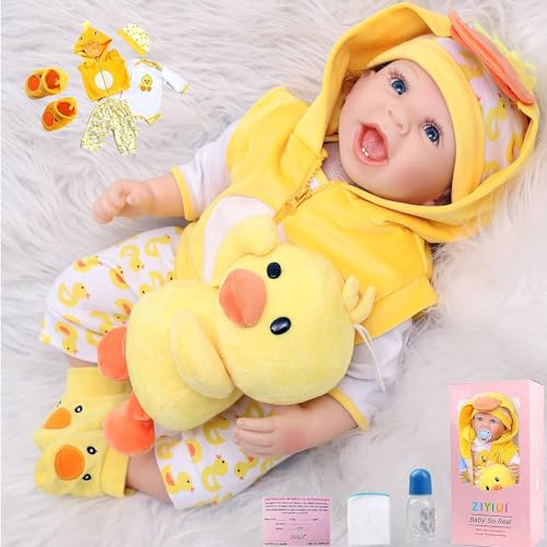 ZIYIUI Simulation Reborn Babys 22 Zoll 55 cm Reborn Babypuppen Weiche Vinyl Silikon Lebensechte Blaue Augen Reborn Dolls Mädchen Junge Spielzeug Geschenk von ZIYIUI