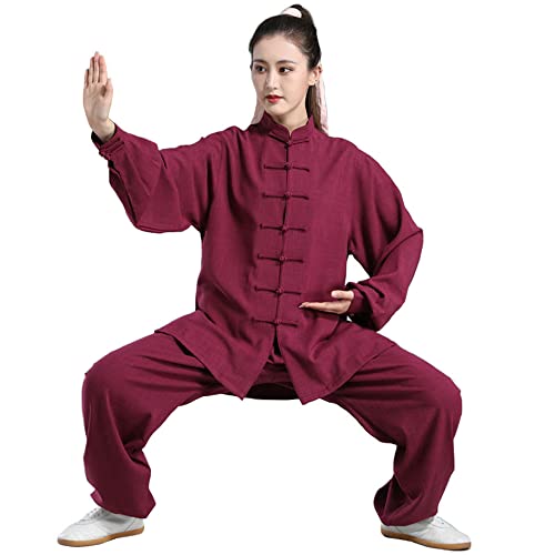 Tai Chi Kleidung für Herren Damen Kampfsport Anzug Kung Fu Uniform Übungskleidung Taijiquan Performance Kleidung Lose Langarm Chinesische Art Meditation,Redb-3XL von ZJDYDY