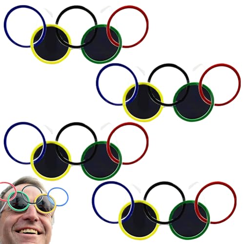 Olympische Sonnenbrille,Brille Für Olympische Ringe 2024, Brille Für Olympische Party, Sportdekorationsspiel, Sonnenbrille Für Olympische Ringe,Sportbrille, Sommersportaktivitätsparty (4 Stück) von ZJILIXIA