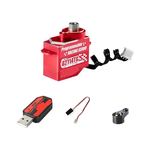 ZJNWTVUH 1set AFRC-D2114TG-S 11g Alle Metall Programmierbare Servo Super Stumm Lenkung Servo Kompatibel mit Z D Q Auto Modell DIY Montage(RED Combo A) von ZJNWTVUH