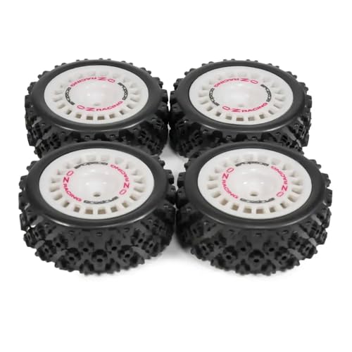 ZJNWTVUH 4er-Pack 70/72 mm RC-Rallye-Reifen, Kunststoffräder, Felgen mit 12 mm Sechskant, kompatibel mit TT02 TT01 XV01 PTG-2 Rennwagen-Upgrade-Teilen(4Pcs White A) von ZJNWTVUH