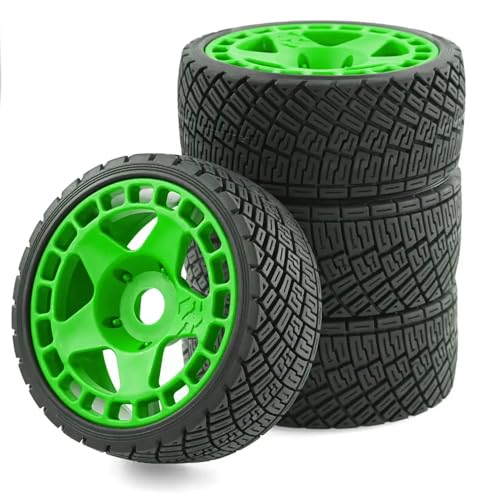 ZJNWTVUH 4pcs 100mm 1/7 1/8 RC Offroad Buggy-Reifen mit 17 mm Sechskant, die mit verschiedenen Marken wie RC-Autos kompatibel sind(Green) von ZJNWTVUH