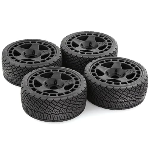 ZJNWTVUH 4pcs 100mm Offroad Buggy Wheels Reifen 1/8 1/7 mit 17 mm Sechskantkompatibel mit verschiedenen RC-Modellen(Black) von ZJNWTVUH