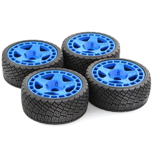 ZJNWTVUH 4pcs 100mm Offroad Buggy Wheels Reifen 1/8 1/7 mit 17 mm Sechskantkompatibel mit verschiedenen RC-Modellen(Blue) von ZJNWTVUH