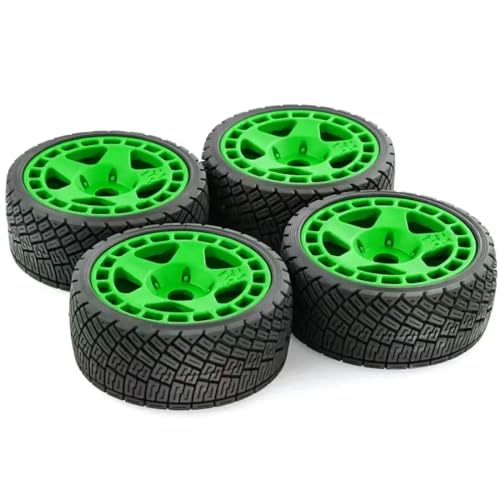 ZJNWTVUH 4pcs 100mm Offroad Buggy Wheels Reifen 1/8 1/7 mit 17 mm Sechskantkompatibel mit verschiedenen RC-Modellen(Green) von ZJNWTVUH