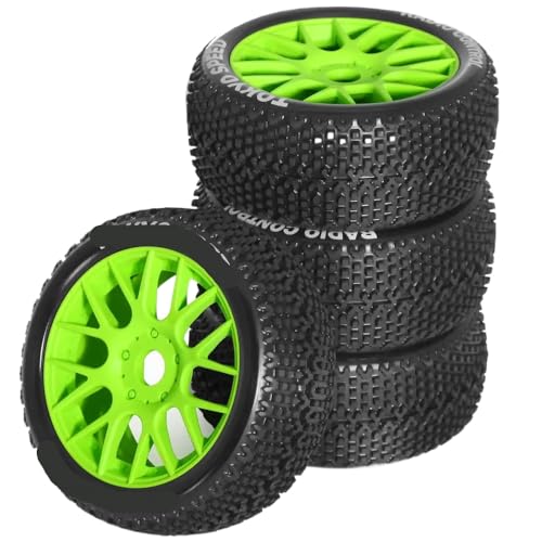 ZJNWTVUH 4pcs 110 mm Offroad-Buggy-Reifen mit 17-mm-Sechskant-kompatibel mit verschiedenen RC-Autos von(Green) von ZJNWTVUH