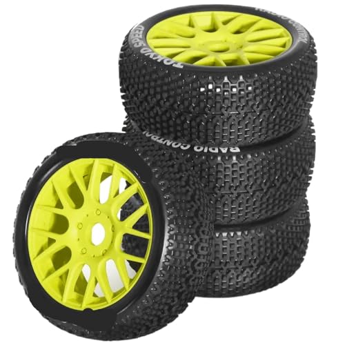 ZJNWTVUH 4pcs 110 mm Offroad-Buggy-Reifen mit 17-mm-Sechskant-kompatibel mit verschiedenen RC-Autos von(Yellow) von ZJNWTVUH