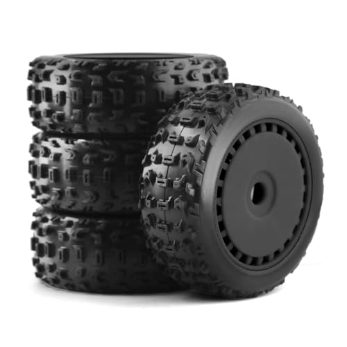 ZJNWTVUH 4pcs 116mm 1/8 Skala RC Offroad Buggy Tire und Rad Set 17mm Sechskant kompatibel mit verschiedenen RC-Modellen(Black) von ZJNWTVUH