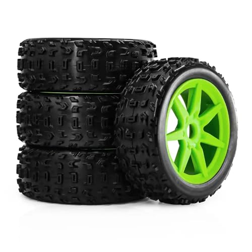 ZJNWTVUH 4pcs 118 mm 1/8 Offroad Buggy-Reifenräder Kompatibel mit 17mm-Sechskantkompatibel mit verschiedenen RC-Autos(Green) von ZJNWTVUH