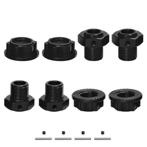 ZJNWTVUH 4pcs 17mm Metallrad Hex Hub-Hub-Adapter kompatibel mit 1/10 Offroad RC-Fahrzeugen Upgrade-Teilezubehör(Black) von ZJNWTVUH