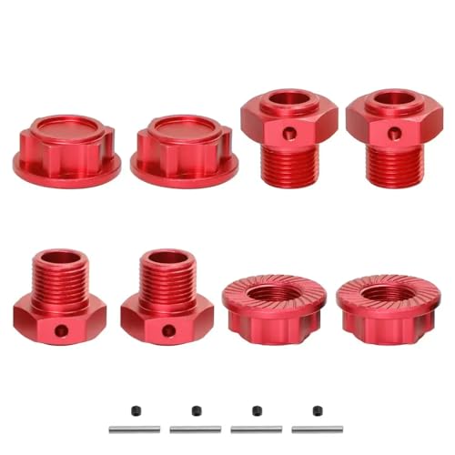 ZJNWTVUH 4pcs 17mm Metallrad Hex Hub-Hub-Adapter kompatibel mit 1/10 Offroad RC-Fahrzeugen Upgrade-Teilezubehör(Red) von ZJNWTVUH