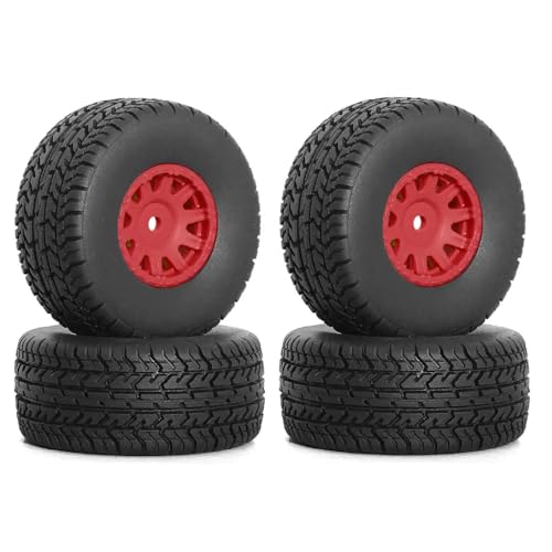 ZJNWTVUH 4pcs 65mm Gummireifen 12mm Sechskant kompatibel mit 1/14 Mojave Grom RC -Auto -Upgrade -Zubehör ARA550116(Red) von ZJNWTVUH