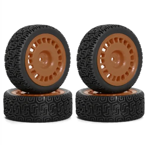 ZJNWTVUH 4pcs 68 mm Rallye Rally Gummi-Reifenräder Kompatibel mit 1/10-Offroad-Autos mit XV01 XV02 TT01 TT02 PTG-2-Upgrade-Teile kompatibel(Brown) von ZJNWTVUH