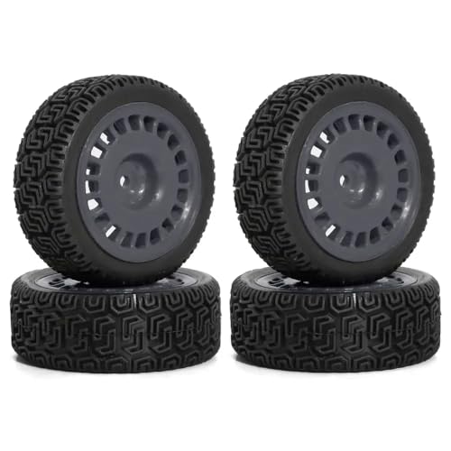 ZJNWTVUH 4pcs 68 mm Rallye Rally Gummi-Reifenräder Kompatibel mit 1/10-Offroad-Autos mit XV01 XV02 TT01 TT02 PTG-2-Upgrade-Teile kompatibel(Grey) von ZJNWTVUH