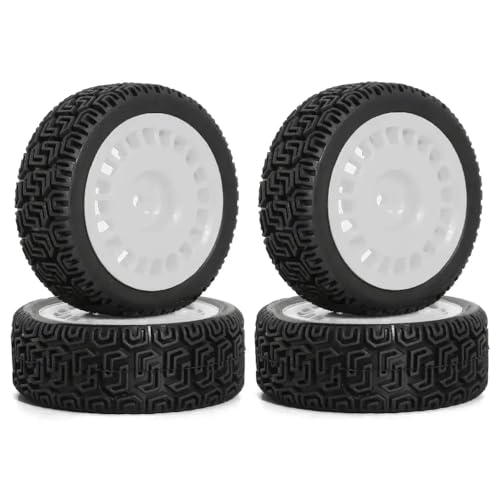 ZJNWTVUH 4pcs 68 mm Rallye Rally Gummi-Reifenräder Kompatibel mit 1/10-Offroad-Autos mit XV01 XV02 TT01 TT02 PTG-2-Upgrade-Teile kompatibel(White) von ZJNWTVUH