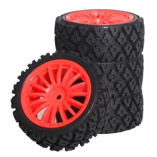 ZJNWTVUH 4pcs 68x28mm Gummireifen einstellen kompatibel mit 1/10 RC -Rallye -Autos Kompatibel mit Verschiedene Modelle(Red) von ZJNWTVUH