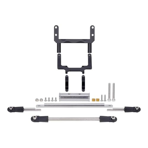 ZJNWTVUH Aluminium-Lenksatz mit maßstabsgetreuer hydraulischer Servohalterung Kompatibel mit 1/10 kompatible RC-Crawler-Autos wie FIMONDA ROCKJOCK II mit gerader Achse(Black) von ZJNWTVUH