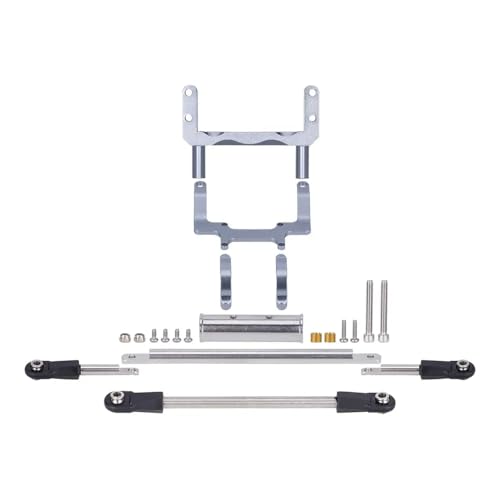 ZJNWTVUH Aluminium-Lenksatz mit maßstabsgetreuer hydraulischer Servohalterung Kompatibel mit 1/10 kompatible RC-Crawler-Autos wie FIMONDA ROCKJOCK II mit gerader Achse(Silver) von ZJNWTVUH