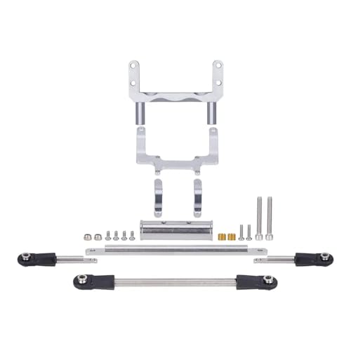 ZJNWTVUH Aluminium-Lenksatz mit maßstabsgetreuer hydraulischer Servohalterung Kompatibel mit 1/10 kompatible RC-Crawler-Autos wie FIMONDA ROCKJOCK II mit gerader Achse(Titanium) von ZJNWTVUH