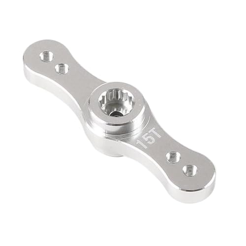 ZJNWTVUH CNC Metall doppelseitig Lenksservo Arm 15T/17T kompatibel mit 1/5 RC-Autos Kompatibel mit symmetrische Lenkteile(Silver) von ZJNWTVUH