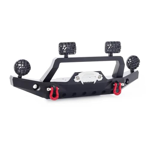 ZJNWTVUH Metall-Frontstoßstange mit LED-Licht und Windenbasis, kompatibel mit 1/10 RC Crawler Cars und Sport Unassembled Kit 82024-4 Teil(Black kit) von ZJNWTVUH