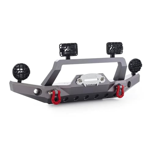 ZJNWTVUH Metall-Frontstoßstange mit LED-Licht und Windenbasis, kompatibel mit 1/10 RC Crawler Cars und Sport Unassembled Kit 82024-4 Teil(Titanium kit) von ZJNWTVUH