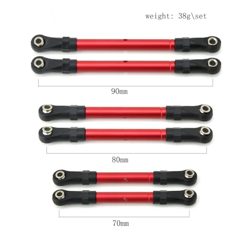 ZJNWTVUH Metall Turnbuckle Rod Link Kompatibel mit 1/10 RC -Autos kompatibel mit Hoss Stampede 4x4 Upgrade -Teile(Red) von ZJNWTVUH