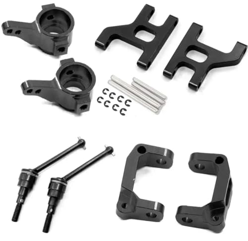 ZJNWTVUH Vordere untere Suspension Arm Hub Carrier Basis Lenkungstasse Metallantriebswelle kompatibel mit 1/10 RC 4WD -Buggy -Modellen(Full Set Black) von ZJNWTVUH