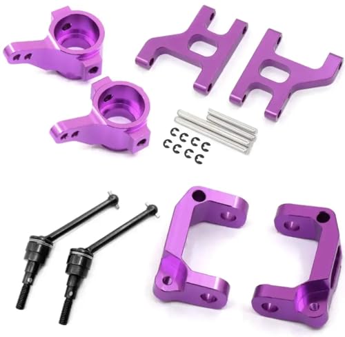 ZJNWTVUH Vordere untere Suspension Arm Hub Carrier Basis Lenkungstasse Metallantriebswelle kompatibel mit 1/10 RC 4WD -Buggy -Modellen(Full Set Purple) von ZJNWTVUH