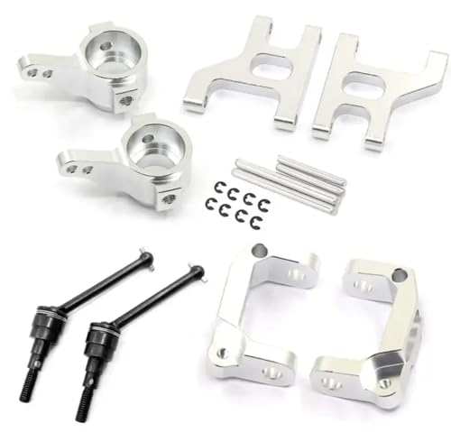 ZJNWTVUH Vordere untere Suspension Arm Hub Carrier Basis Lenkungstasse Metallantriebswelle kompatibel mit 1/10 RC 4WD -Buggy -Modellen(Full Set Silver) von ZJNWTVUH