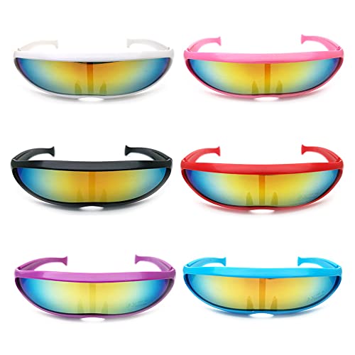 ZJRung 6 Stück Futuristische Sonnenbrille Bunt Mode Space partybrille Futuristische Brille für Halloween Cosplay Party Disco Konzert Bar von ZJRung