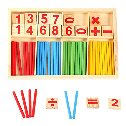 Bunte Hölzerne Baby-Vorschul-Mathe-Lernspielzeug-Bausteine, Zählstäbe, Mathe-Lernspiel, Hergestellt aus Natürlichem Material – Holz, Damit Effektiv Mathe Lernen und Ihre von ZJchao